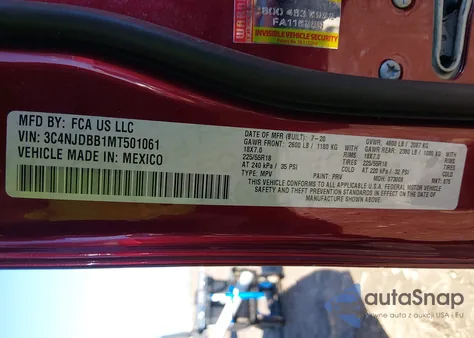 2021 Jeep Compass Altitude 4X4 from USA, damaged, VIN 3C4NJDBB1MT501061